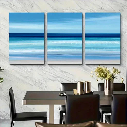 3pcs Minimalist Beach Ocean Waves Wall Art Canvas Unframed - High Quality Print 100% Australian Made Wall Canvas