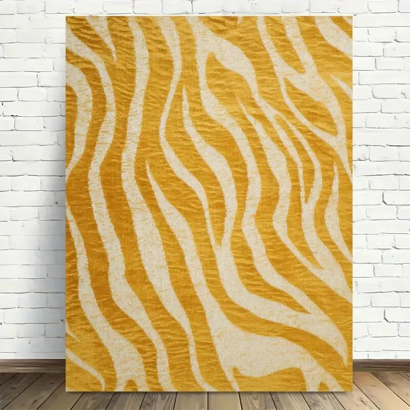 Beautiful Yellow Zebra Stripes Vintage Painting 40x60cm Metal Print Ready to Hang - Bella Home Decor