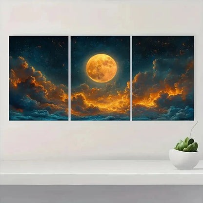 3pcs Magical Moon & Cloud  MC   Wall Art Set Canvas Framed 40x60cm - High Quality Print 100% Australian Made Wall Canvas Ready to Hang