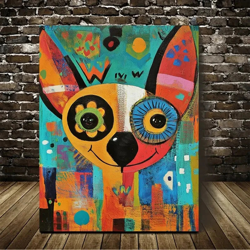 Beautiful Abstract Art a Cute Pet Corgi Painting 40x60cm Metal Print Ready to Hang - Bella Home Decor