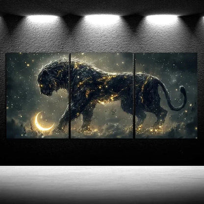 3pcs Stunning Lion Design with Starry Night Sky Wall Art Canvas Unframed - High Quality Print 100% Australian Made Wall Canvas