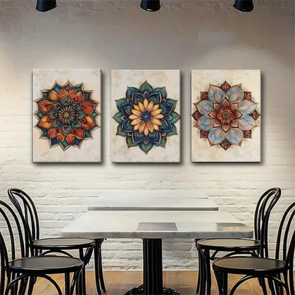 3pcs Intricate Vintage-Inspired Symmetry Perfect Wall Art Canvas Unframed - High Quality Print 100% Australian Made Wall Canvas