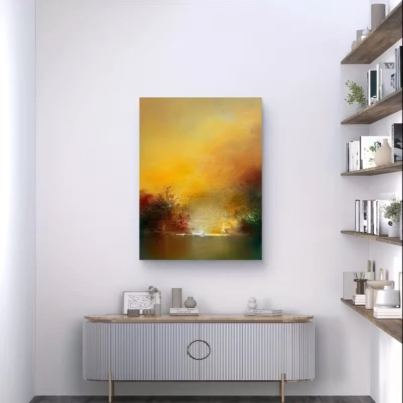 Abstract Landscape Vibrant Sunset Reflections Metal Print Ready to Hang