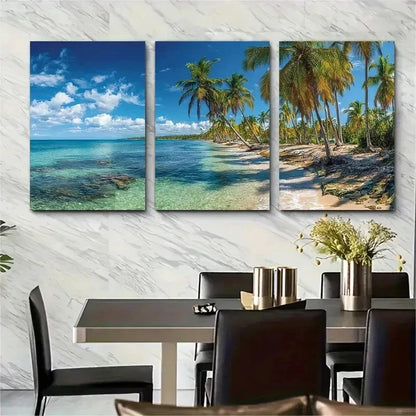3pcs Dominican Republic Caribbean Perfect Wall Art Set Canvas Framed 50x70cm - High Quality Print 100% Australian Made Wall Canvas Ready to Hang - Bella Home Decor