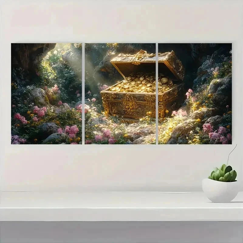 3pcs Treasure Chest Giclee Print DO Wall Art Set Canvas Framed 50x70cm - High Quality Print 100% Australian Made Wall Canvas Ready to Hang - Bella Home Decor