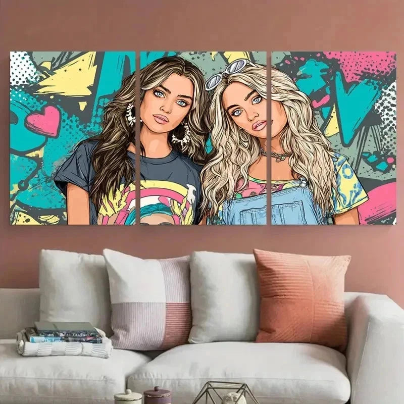 3pcs Die Best Friend BFF Bestie Trendy PerfecWall Art Set Canvas Framed 60x90cm - High Quality Print 100% Australian Made Wall Canvas Ready to Hang - Bella Home Decor