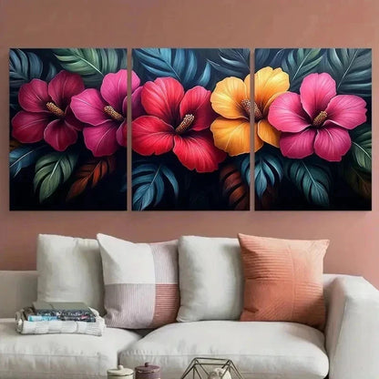 3pcs Vibrant Exotic Flower Botanical Perfect Wall Art Set Canvas Framed 40x60cm - High Quality Print 100% Australian Made Wall Canvas Ready to Hang