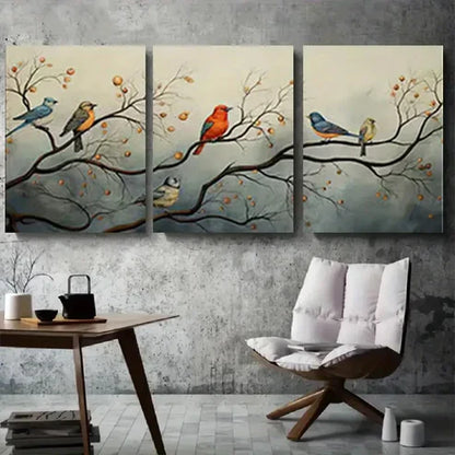 3pcs Softly Colored Spring Birds Wall Art Canvas Unframed - High Quality Print 100% Australian Made Wall Canvas