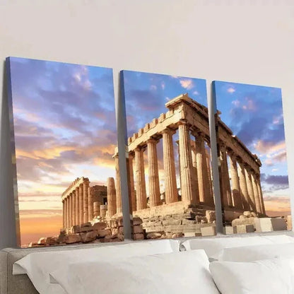 3pcs Acropolis And Parthenon of Greece Wall Art Set Canvas Unframed - High Quality Print 100% Australian Made Wall Canvas - Bella Home Decor