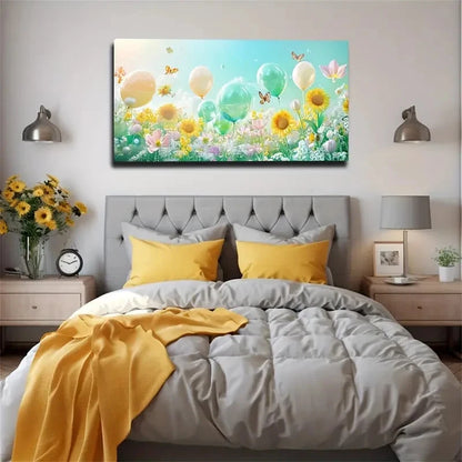 Butterflies And Flowers Vibrant Wall Art Canvas Office Home Room Framed 120x60cm