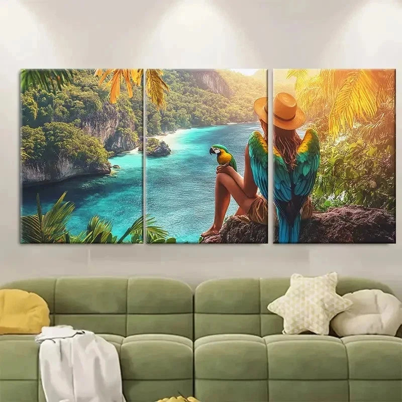 3pcs Beauty Of Cairns Australia Travel Poster Wall Art Set Canvas Framed 50x70cm - High Quality Print 100% Australian Made Wall Canvas Ready to Hang - Bella Home Decor