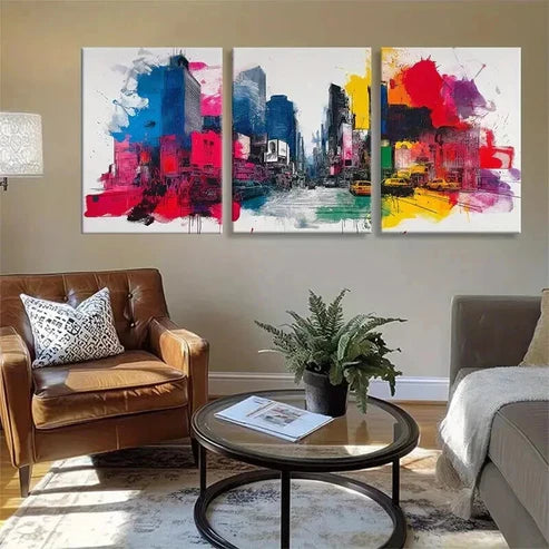 3pcs Contemporary Cityscape Graffiti Perfect Wall Art Canvas Unframed - High Quality Print 100% Australian Made Wall Canvas - Bella Home Decor