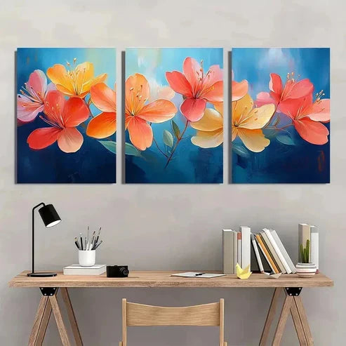 3pcs Colorful Flower Honeysuckle Décor Wall Art Canvas Unframed - High Quality Print 100% Australian Made Wall Canvas - Bella Home Decor