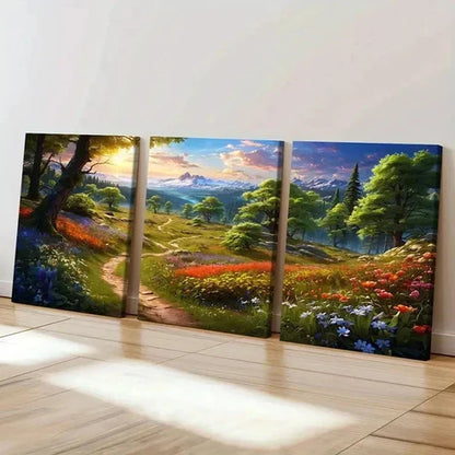 3pcs Fantasy Natural Landscape Anime Style Wall Art Set Canvas Unframed - High Quality Print 100% Australian Made Wall Canvas