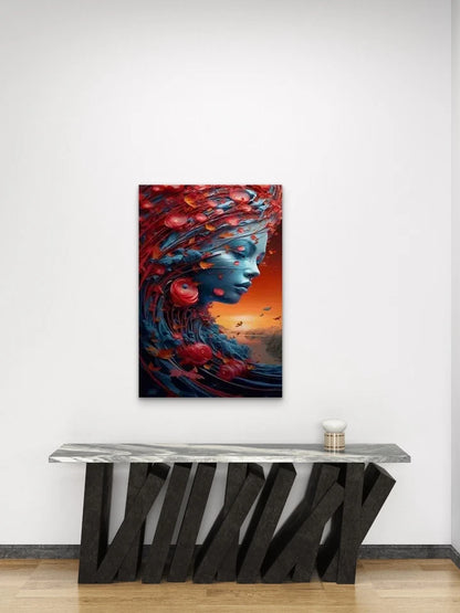 Enchanted Floral Profile Metal Print Ready to Hang