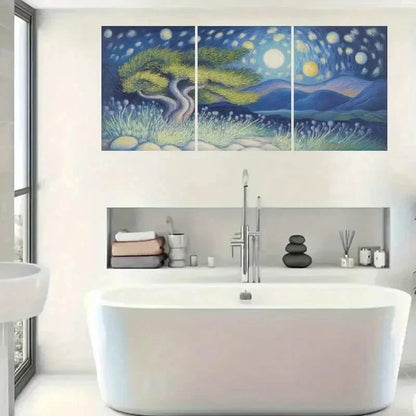 3pcs Starry Night Effect Art Canvas Wall Art Set Canvas Framed 60x90cm - High Quality Print 100% Australian Made Wall Canvas Ready to Hang
