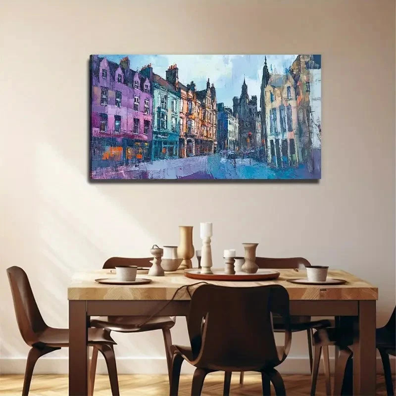 Vibrant City Street Wall Art Canvas Office Home Room Framed 120x60cm