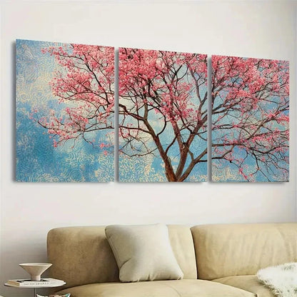 3pcs Nature Cherry Tree Entryway Art Print Wall Art Set Canvas Framed 50x70cm - High Quality Print 100% Australian Made Wall Canvas Ready to Hang - Bella Home Decor