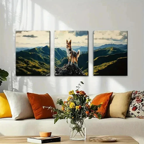 3pcs Majestic Dog Mountain Landscape Perfect Wall Art Canvas Unframed - High Quality Print 100% Australian Made Wall Canvas