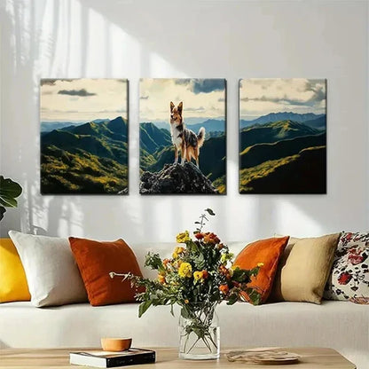 3pcs Majestic Dog Mountain Landscape Perfect Wall Art Canvas Unframed - High Quality Print 100% Australian Made Wall Canvas