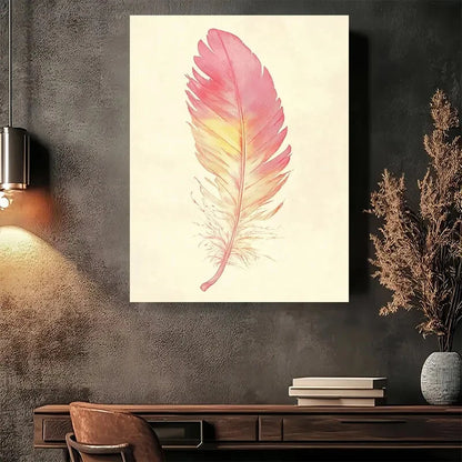 Beautiful Vintage Feather Modern Painting 40x60cm Metal Print Ready to Hang - Bella Home Decor