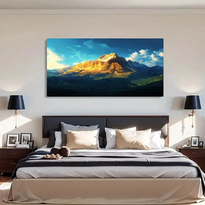 Golden Mountain Landscape Wall Art Canvas Office Home Room Framed 120x60cm