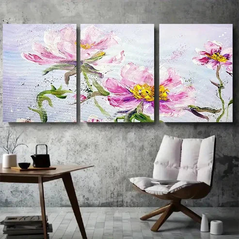 3pcs Romantic Pink Peony Floral Wall Art Canvas Unframed - High Quality Print 100% Australian Made Wall Canvas