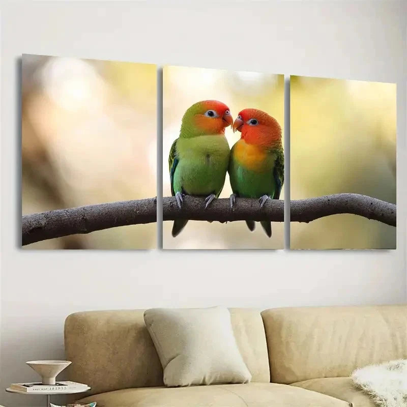 3pcs Lovebirds Wall Art Set Canvas Framed 60x90cm - High Quality Print 100% Australian Made Wall Canvas Ready to Hang