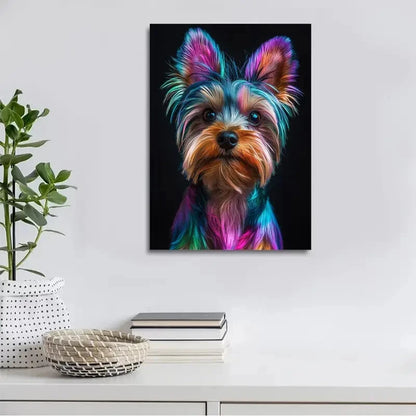 Beautiful Colorful Yorkshire Terrier Painting 40x60cm Metal Print Ready to Hang - Bella Home Decor
