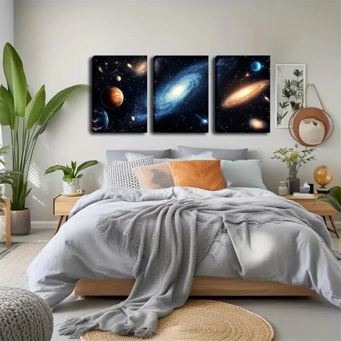 3pcs Cosmic Vastness with Mysterious Sci-Fi Style Wall Art Canvas Unframed - High Quality Print 100% Australian Made Wall Canvas