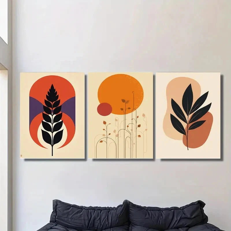 3pcs Modern Abstract Minimalist Botanical Metal Print Ready to Hang Art