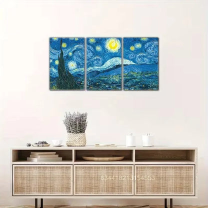 3pcs Starry Night Wall Art Set Canvas Framed 50x70cm High Quality Print 100% Australian Made Wall Canvas Ready to Hang