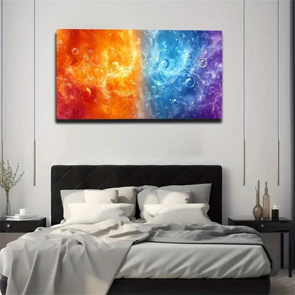 Deco Style Vibrant Orange Wall Art Canvas Office Home Room Framed 120x60cm