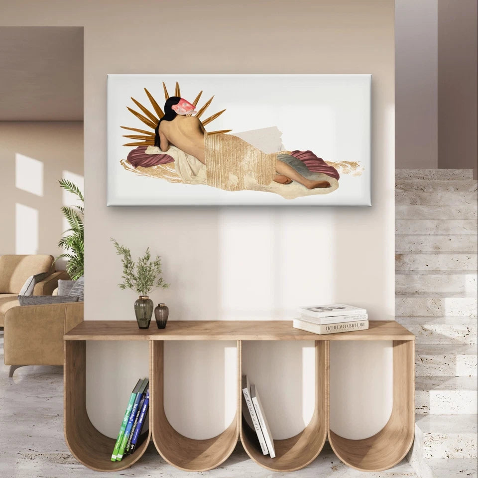 Vintage Woman Figure Illustration Abstract Wall Art Canvas Office Home Framed 120x60