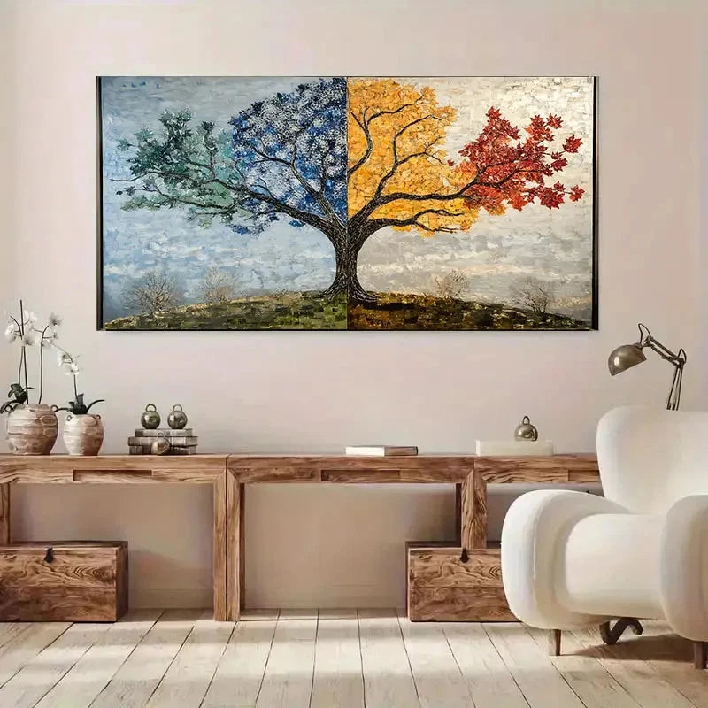 Colorful Tree Of Life Vibrant Wall Art Canvas Office Home Room Framed 120x60cm