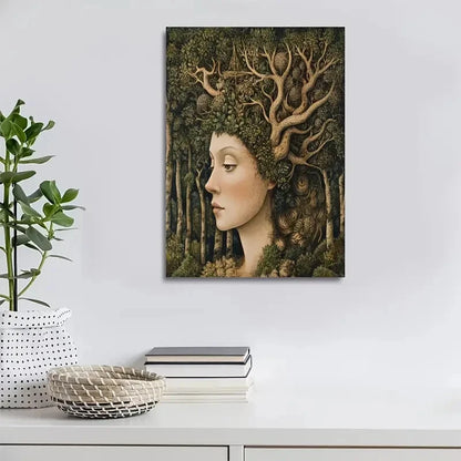 Cute Enchanted Forest with Crown Painting 40x60cm Metal Print Ready to Hang