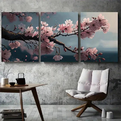 3pcs Cherry Blossom Serenity Sakura Branches Metal Print Ready to Hang Art - Bella Home Decor