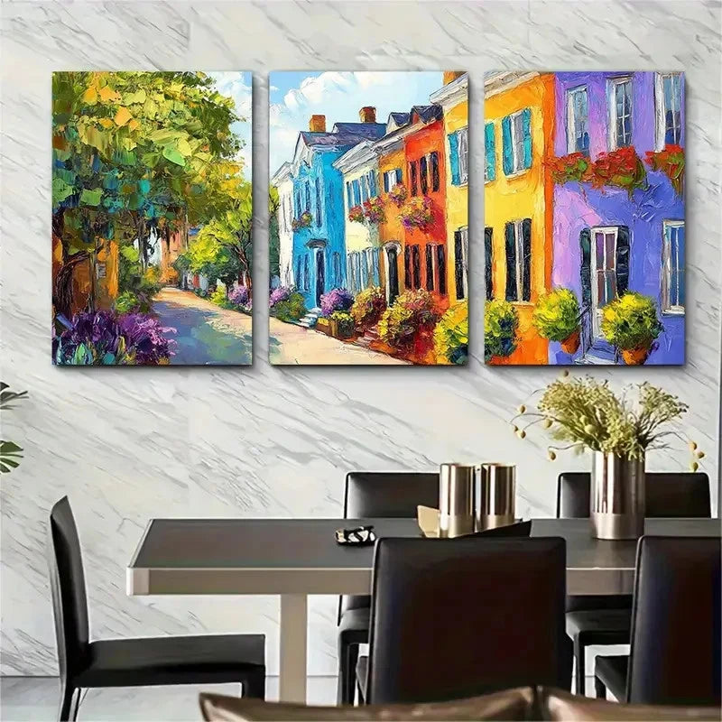 3pcs Charleston City Carolina Impasto Perfect Wall Art Set Canvas Framed 40x60cm - High Quality Print 100% Australian Made Wall Canvas Ready to Hang - Bella Home Decor