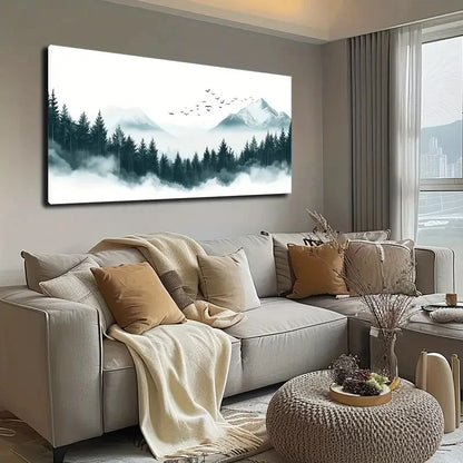 Serene Blue Mountain Wall Art canvas office home room framed 120x60cm