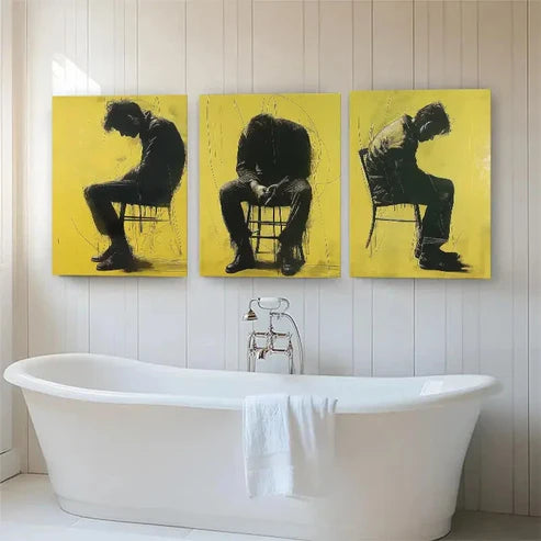 3pcs Urban Expressionism for Man Sitting Perfect  Wall Art Set Canvas Unframed - High Quality Print 100% Australian Made Wall Canvas