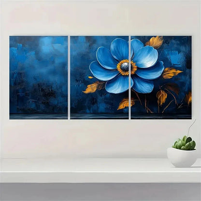 3pcs Blue Star Flower Art  DS   Wall Art Set Canvas Framed 50x70cm - High Quality Print 100% Australian Made Wall Canvas Ready to Hang - Bella Home Decor