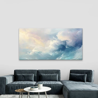 Blue Green Clouds Wall Art Canvas Office Home Room Framed 120x60cm