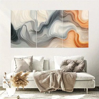 3pcs Abstract Beige & Orange Modern Wall Art Set Canvas Framed 50x70cm - High Quality Print 100% Australian Made Wall Canvas Ready to Hang - Bella Home Decor
