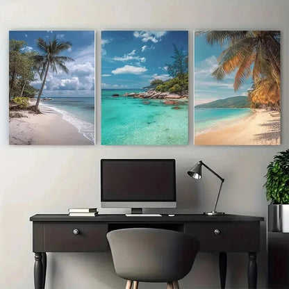 3pcs Koh Lipe Beach Decor Tropical Perfect Wall Art Set Canvas Framed 50x70cm - High Quality Print 100% Australian Made Wall Canvas Ready to Hang