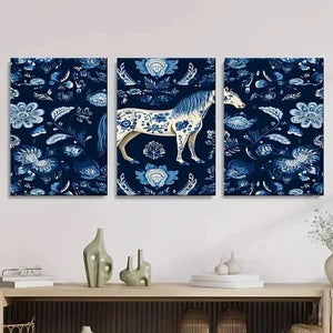 3pcs Horse Pattern Wall Art Set Canvas Framed 40x60cm - High Quality Print 100% Australian Made Wall Canvas Ready to Hang