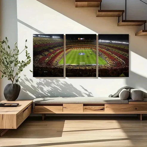 3pcs Football Match Football Stadium Wall Art Canvas Unframed - High Quality Print 100% Australian Made Wall Canvas