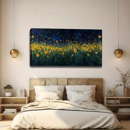 Golden Light Spots Starry Wall Art canvas office home room framed 120x60cm - Bella Home Decor