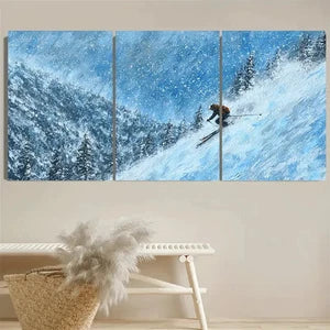 3pcs Ski Sport Snow Landscape Wall Art Set Canvas Framed 40x60cm - High Quality Print 100% Australian Made Wall Canvas Ready to Hang