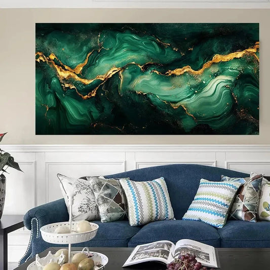 Golden Fluid Abstract Stylish Wall Art Canvas Office Home Room Framed 120x60cm