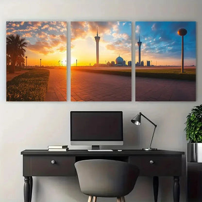3pcs Middle East Kuwait Desert Decor Perfect Wall Art Set Canvas Framed 50x70cm - High Quality Print 100% Australian Made Wall Canvas Ready to Hang